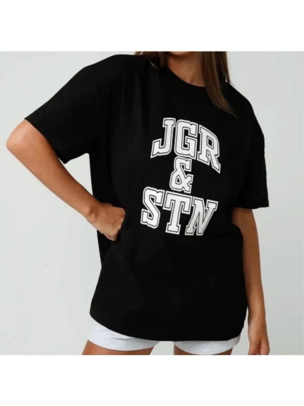 Jagger & Stone Oversized Black 100% Cotton Short Sleeve Tee - Picture 2 of 9